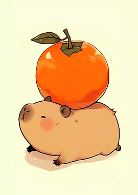 Capybara with Persimmon