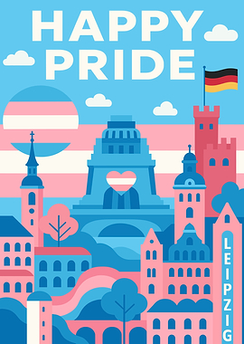 Happy Pride Leipzig Cityscape Illustration