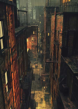 Rainy City Alleyway