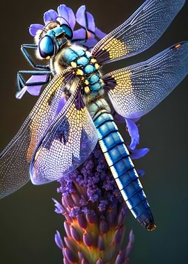 Dragonfly on Lavender Flower
