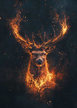 Fiery Deer Portrait