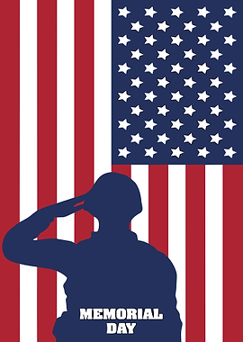 Memorial Day Soldier Silhouette with US Flag