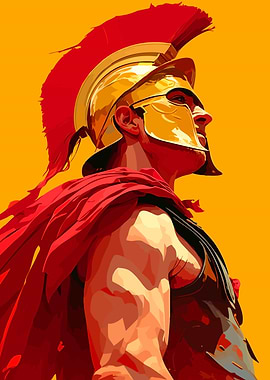 Inspirational Spartan Warrior Cinematic Portrait Minimalist Art Illustration