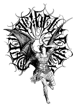 Fallen Angel Black and White Illustration