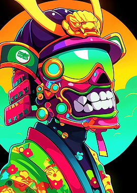 Colorful Cyberpunk Samurai