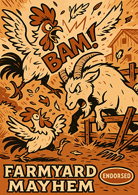 Farmyard Mayhem Cartoon Illustration