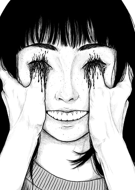 Bleeding Eyes Smiling Girl