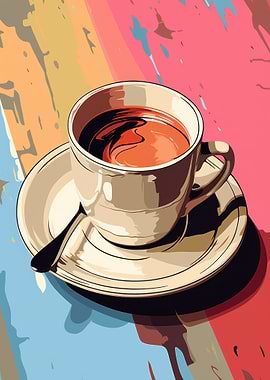 Coffee cup with colorful background