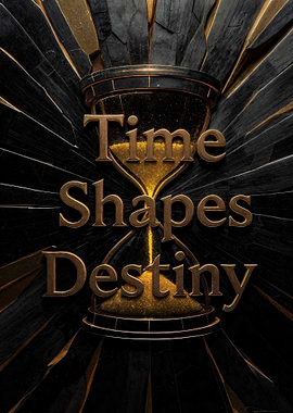 Time Shapes Destiny - Gold Hourglass Metal Poster | Abstract Fate Art