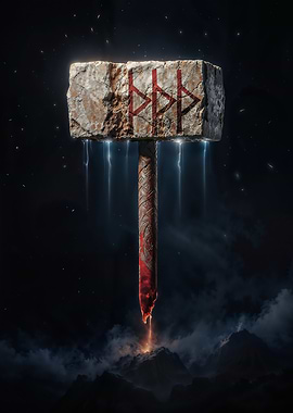 Thurisaz Rune, Thor Hammer with Runes