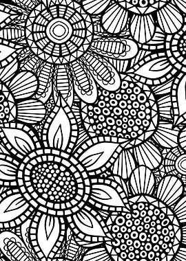 Floral Black and White Pattern