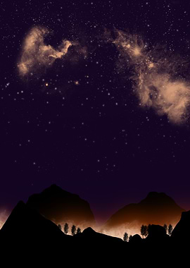 Night Sky Over Mountains