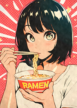 Anime Girl Eating Ramen Noodles
