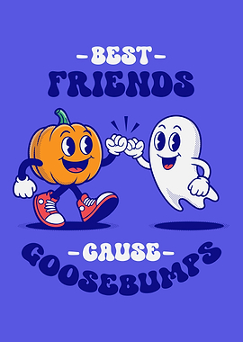 Best Friends Cause Goosebumps Retro Cartoon