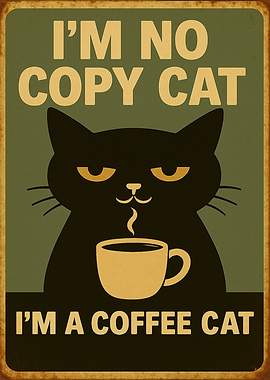 Coffee Loving Cat Poster