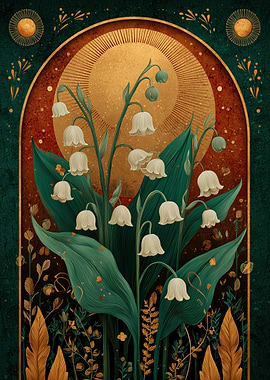 Lily of the Valley in Sunlight – Folk Botanical Elegance