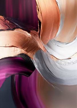 Flowing Metallic Strokes Abstract Magenta Copper