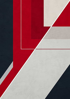 Abstract Geometric Red White Blue Art