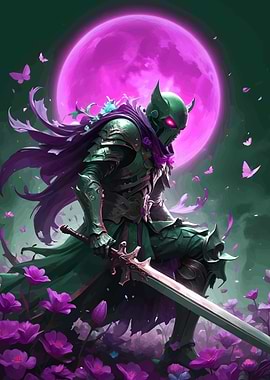 Dark Knight with Sword and Moon
