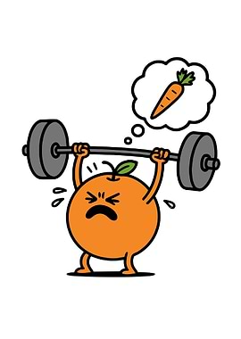 Cartoon Orange Weightlifting Carrot Dream