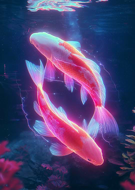 Neon Koi fish Glowing