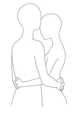 Embracing Couple Minimalist Line Art