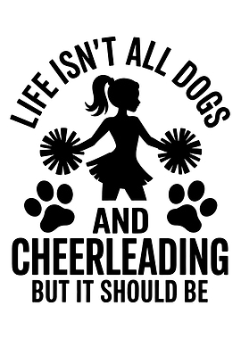 Dogs and Cheerleading Silhouette Art