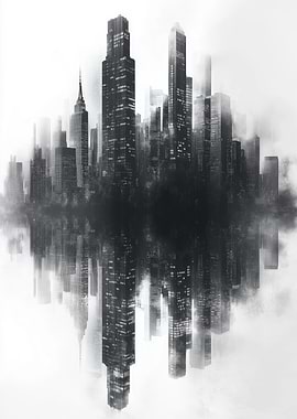 Monochrome Cityscape Reflection