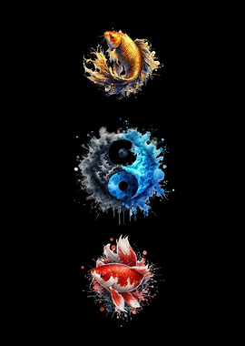 Koi Fish and Yin Yang Art