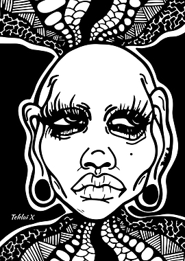 Black and White Portrait Illustration