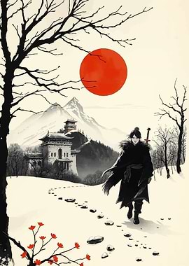 Winter Warrior in Asian Landscape