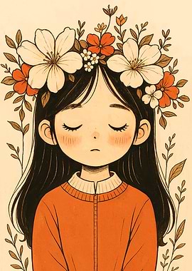 Girl with Flowers in Hair