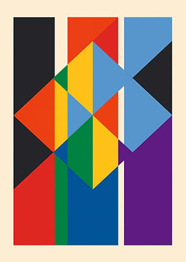 Geometric Abstract Art with Primary Colors