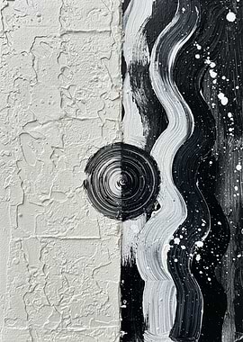 Abstract Black and White Textured Painting