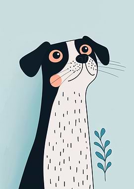 Cartoon Dog on Blue Background