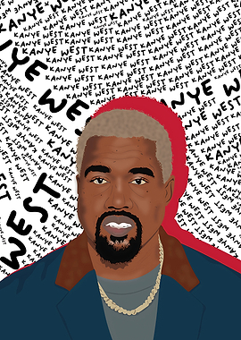 Kanye West Portrait with Text Background