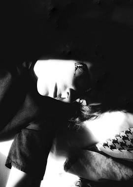 Monochrome Portrait with Butterfly Detail