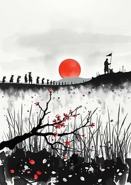 Samurai March Ink Painting