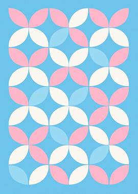 Geometric Floral Pattern in Pastel Colors
