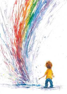 Child Painting a Rainbow