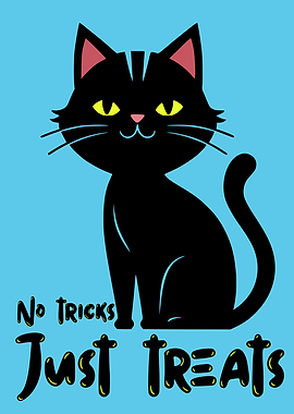 Black Cat Halloween Treats Illustration