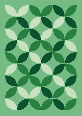 Green Geometric Floral Pattern