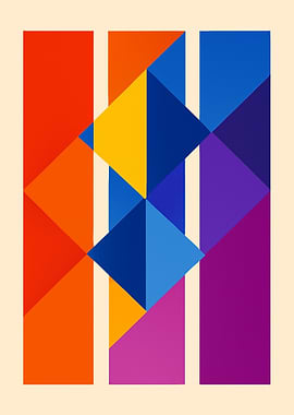 Geometric Abstract Colorful Composition