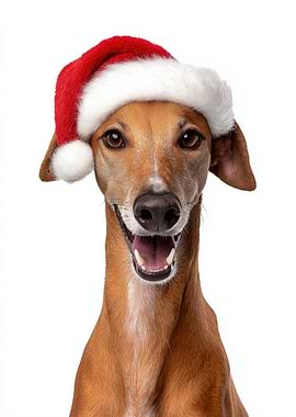 Azawakh Dog with Santa Hat Portrait
