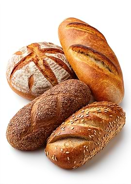 Artisan Breads on White Background