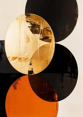 Abstract Gold Circles Geometric Modern Art