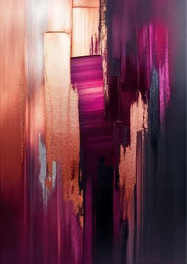 Abstract Metallic Swirls Purple Copper Silver Art