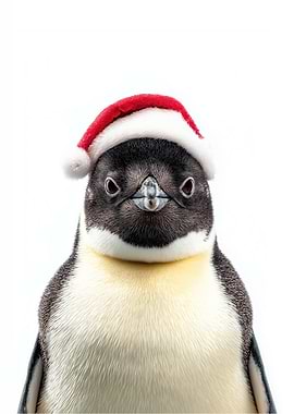 Penguin with Santa Hat