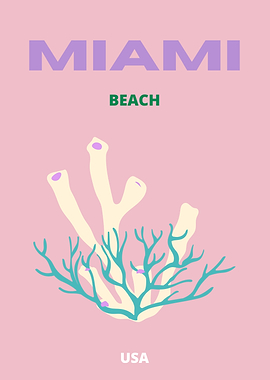 Miami Beach Coral Art Print
