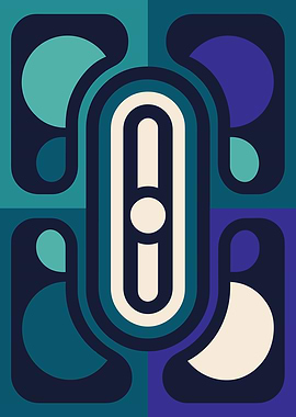 Abstract Geometric Art in Blues and Beige